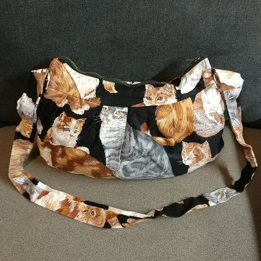 Vintage Kitty Cat Print Small Purse Handbag